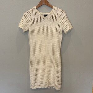 Classic GAP White Crochet Knit Short Sleeve Mini Dress
